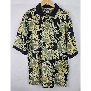Tommy Bahama Men's Polo Golf Shirt Size Medium Black Floral Pique Short Sleeve